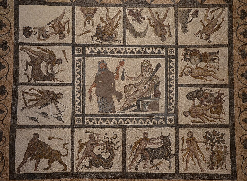 ヘラクレスの十二の功業を描いたローマ時代のモザイク