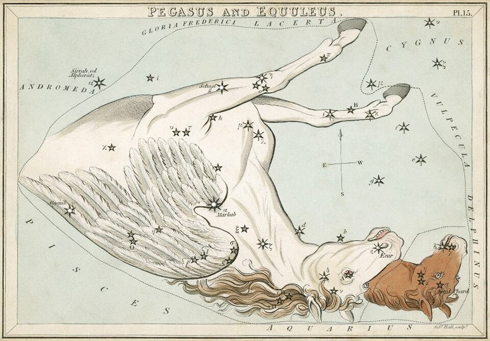ペガサス座とこうま座の星図（Urania's Mirror）